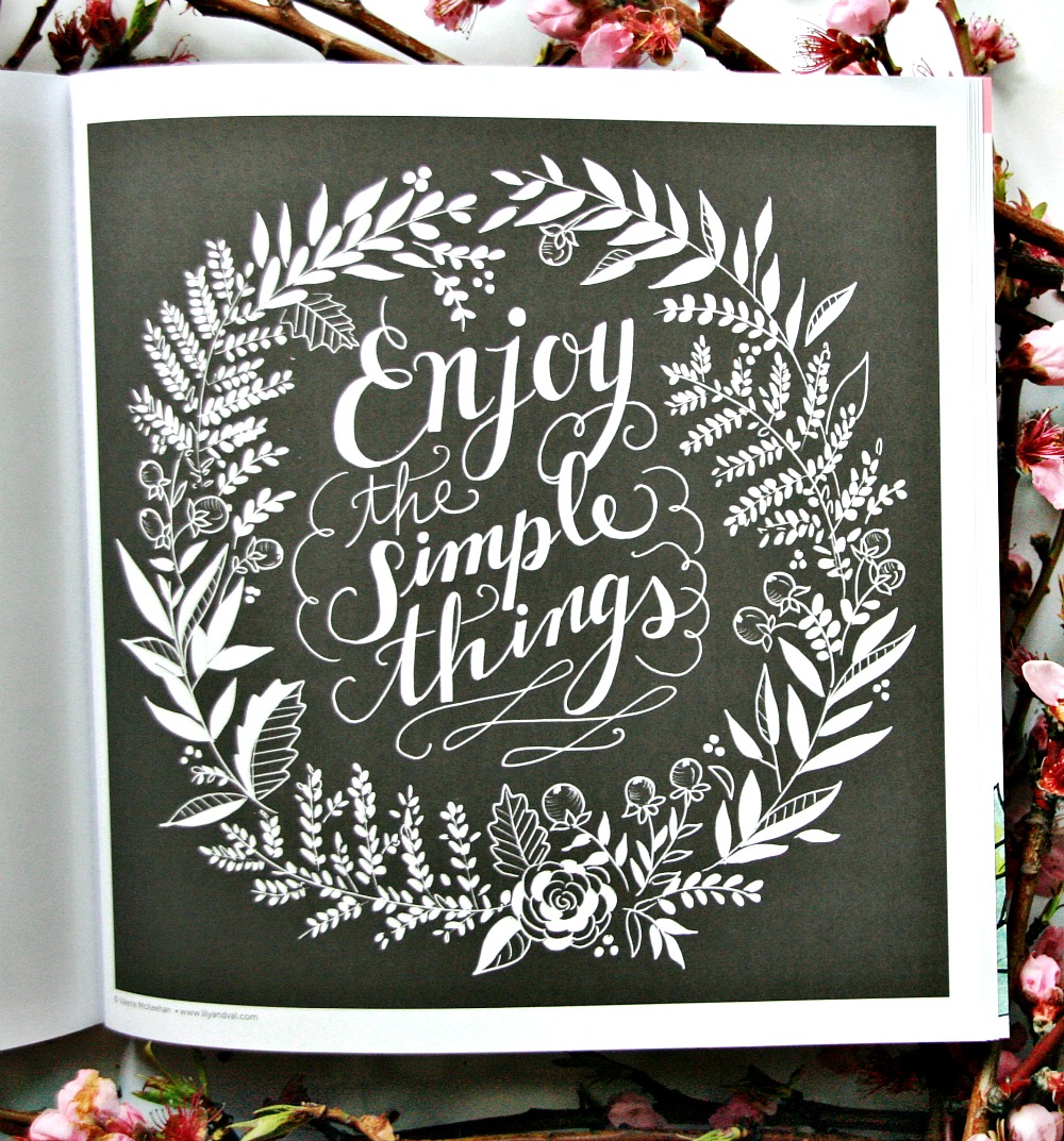 Chalk-Style Botanicals Deluxe Coloring Book enjoy the simple things