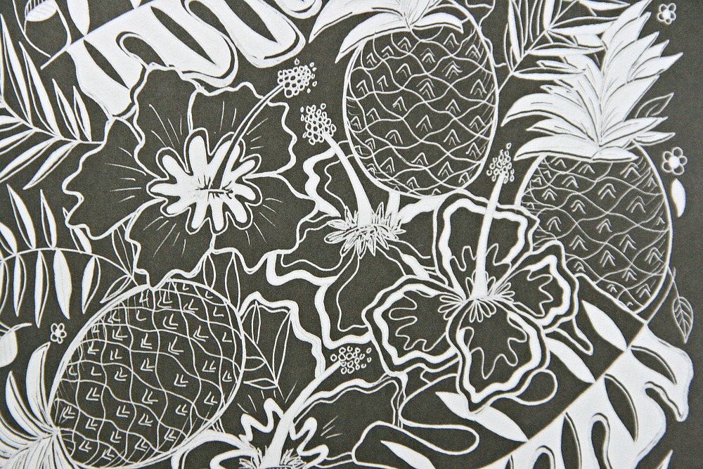 Chalk-Style Botanicals Deluxe Coloring Book pineapples