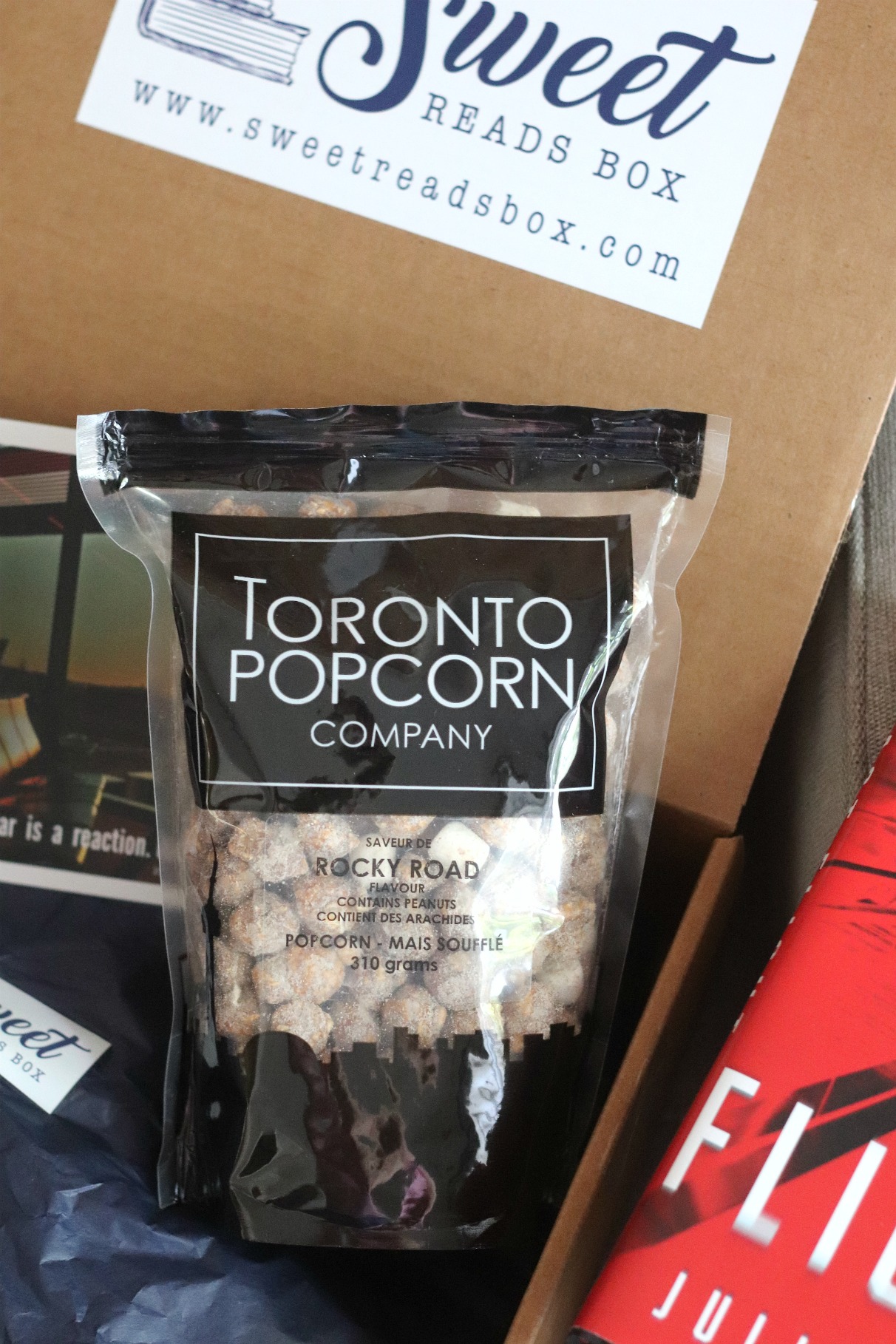Sweet Reads Box July 2020 Toronto Popcorn Co Rocky Road popcorn